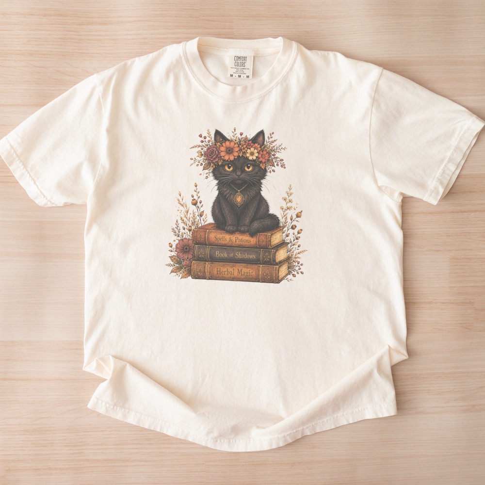 Spells & Potions Cat Crowned in Wildflowers Tee